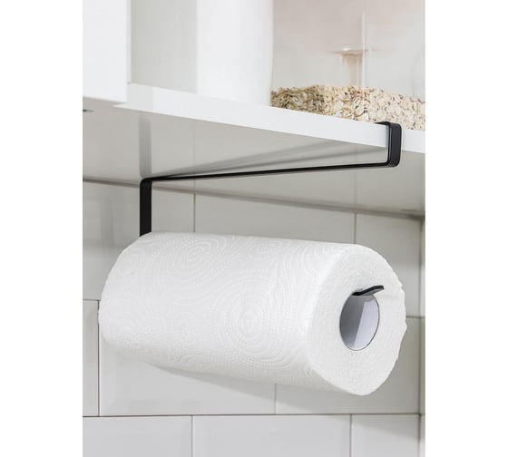 Держатель навесной полочный для бумажного полотенца Mallony L’ordine Nero, 26x1,3x12 см 107591