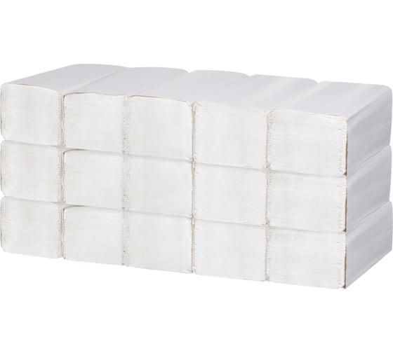 Бумажные полотенца для диспенсер Комус V сл 1 слой, 200 л, 23x23 см, белые, 15 пач/уп 1734823