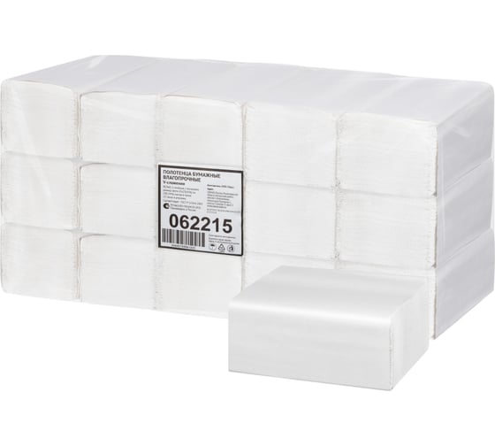 Бумажные полотенца для диспенсер Комус V сл 1 слой, 200 л, 23x23 см, белые, 15 пач/уп 1734823