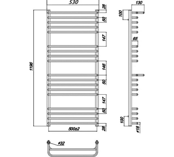 Полотенцесушитель водяной RAVAK Optima 500x1200 X04000083687 00000073757