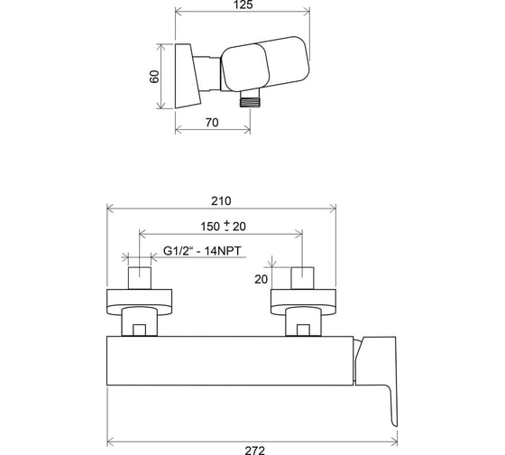 Смеситель для душа RAVAK TD 032.00/150 мм X070066 00000041054