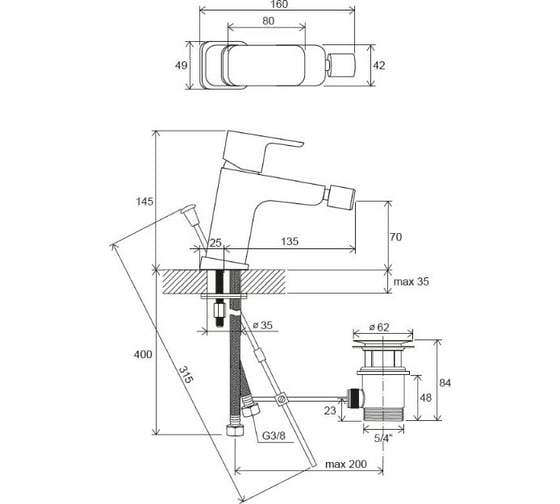 Смеситель для биде Ravak 10 градусов Free-TD F 055.00 X070133