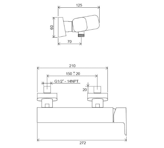 Смеситель для душа Ravak 10 градусов Free-TD F 032.00/150 X070132