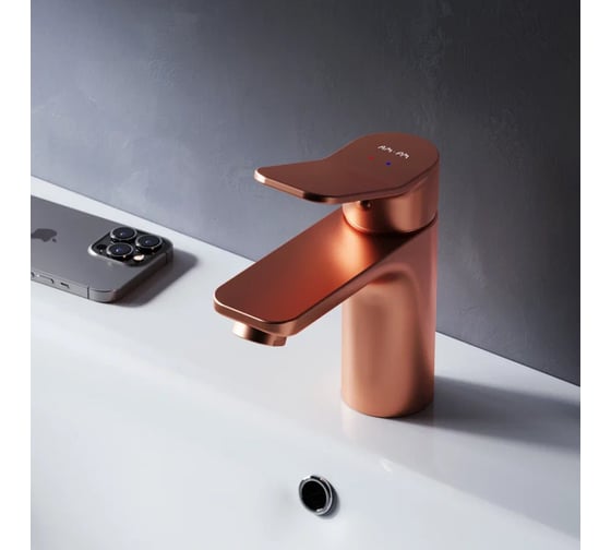 Смеситель для умывальника AM.PM X-Joy излив 100 мм, роз. золото F85A02144