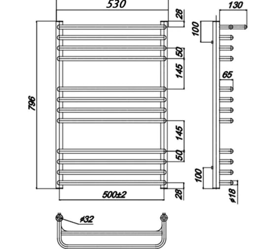 Полотенцесушитель водяной RAVAK Optima 500x800 X04000083685 00000073755