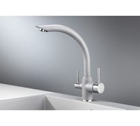 Высокий смеситель с краном под питьевую воду GRANULA GR-2304 алюминиум