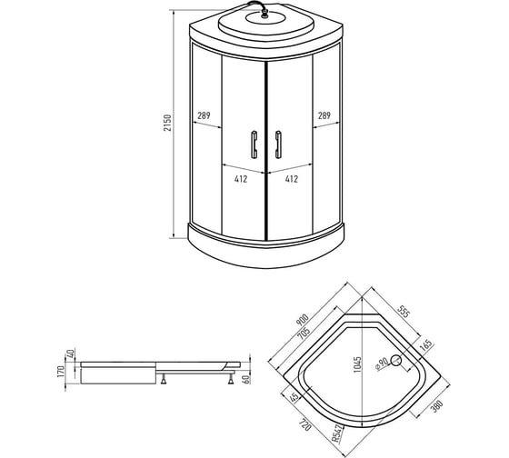 Душевая кабина Erlit 900x900x2150 ER3509PF-C4-RUS