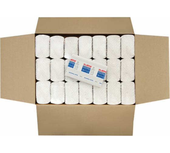 Бумажные полотенца ЛАЙМА H2 UNIVERSAL WHITE Z-сложения, 190 шт, 1 слой, белые, комплект 21 пачка, 22.5х20.5 см 112517 1