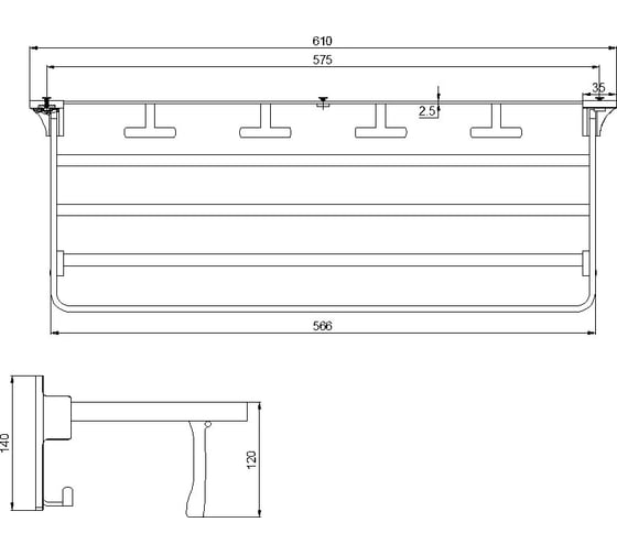 Полка для полотенец RUSH Edge ED77622