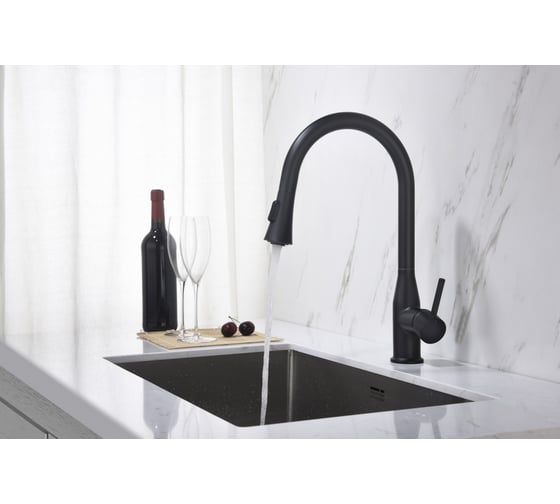 Смеситель для кухни Timo Saona black с выдвижной лейкой 2336/03FL
