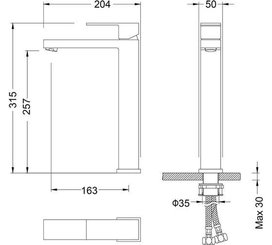 Смеситель для раковины-чаши Timo Selene black высокий 3061/03F ...