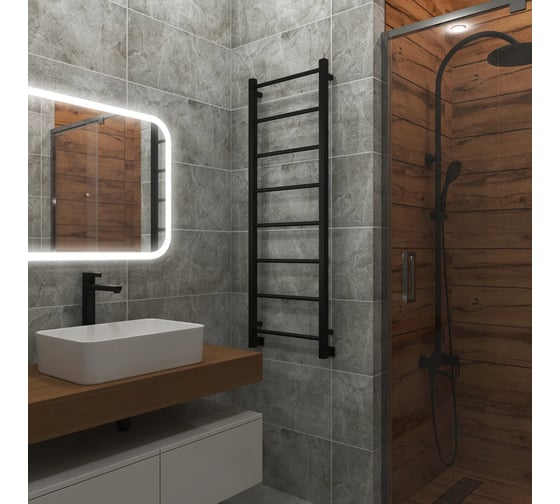 Полотенцесушитель водяной Grota Simple 430x1200 черный Simple 430x1200 N RAL 9005