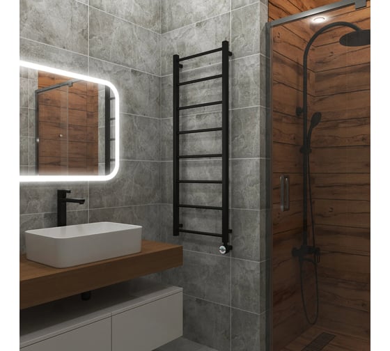 Полотенцесушитель электрический Grota Simple 430x1200 черный Simple 430x1200 N RAL 9005 EL