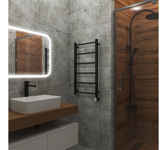 Полотенцесушитель электрический Grota Simple 430x800 черный Simple 430x800 N RAL 9005 EL