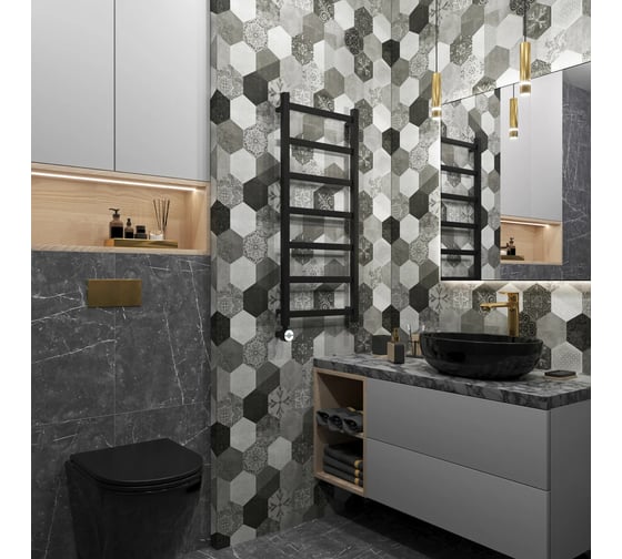 Полотенцесушитель электрический Grota Soffi 430x1000 черный Soffi 430x1000 N  EL RAL9005