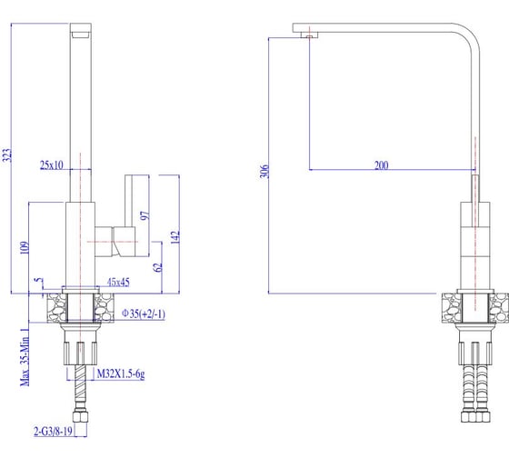 Смеситель для мойки ALVEUS JENNY G81 CONCRETE 1129063