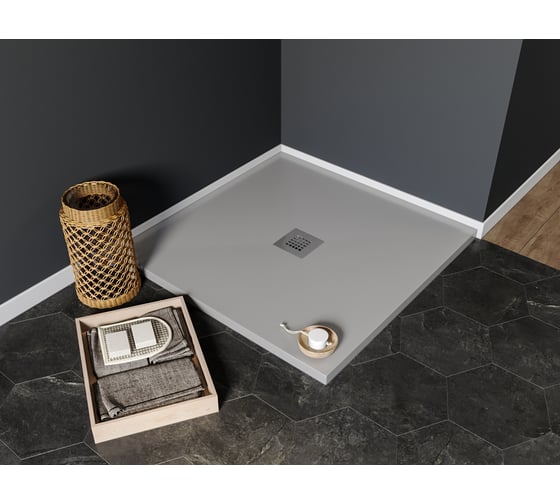 Литьевой поддон Aquanet 001.1G Pleasure NEW 1000х1000х30 мм, без сифона, серый камень 00258875