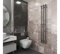 Полотенцесушитель дизайнерский электрический Bauedge BAU Stella Gun Grey 12x160, 3 коллектора, 2 крючка, темно-серый металлик DB-0102