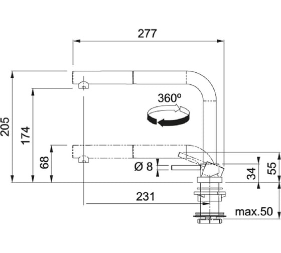 Смеситель FRANKE Active Window хром, выдвижной шланг 115.0486.978