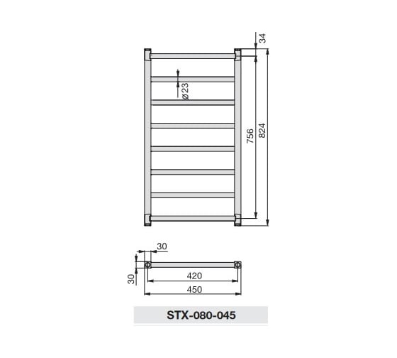 Полотенцесушитель Zehnder Stalox шгв 450х30х824, цвет-RAL 9016 STX-080-045 RAL 9016
