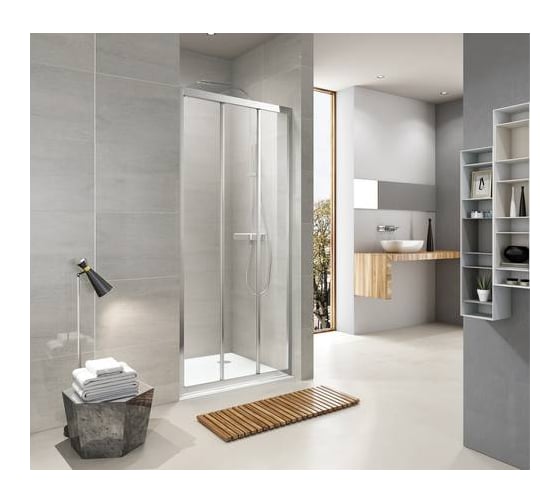 Душевая дверь Koller Pool трехсекционная, 900x1900 мм., стекло grape TT90G