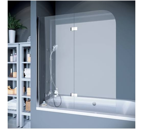 Шторка на ванну Koller Pool двойной элемент, 1150х1400 right chrome, grape QP97