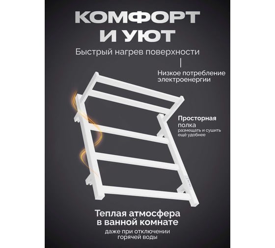 Электрический полотенцесушитель BAUMARK Carrat 60/50 квадрат, белый BM09065W