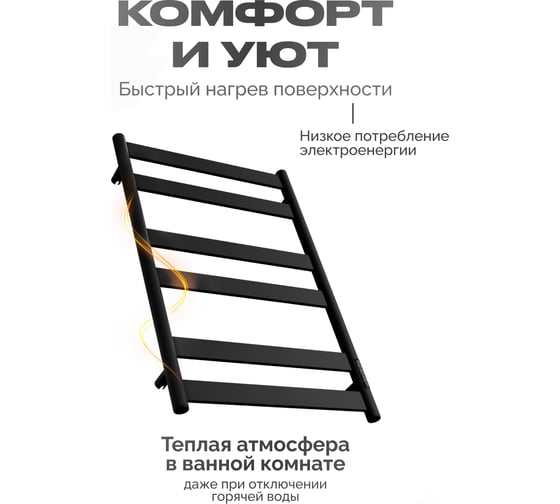Электрический полотенцесушитель BAUMARK Y neo 80/50 чёрный матовый BM12085H