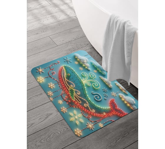 Коврик для ванной и туалета JOYARTY Красочный кит 58x38 см, sbmrec_sd3890_58x38