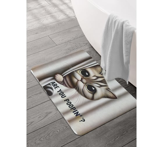 Коврик для ванной и туалета JOYARTY Кот смотрит 58x38 см, sbmrec_sd3460_58x38