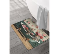 Коврик для ванной и туалета JOYARTY Леопард в розах 58x38 см, sbmrec_sd3541_58x38