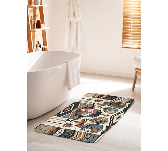 Коврик для ванной комнаты и туалета противоскользящий JoyArty "Этнические узоры" 60x100 см bath_sd3433_60x100 1