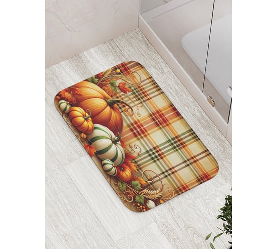 Коврик для ванной комнаты и туалета противоскользящий JoyArty "Шотландская тыква" 52x77 см bath_sd4010 1