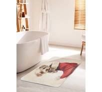 Коврик для ванной комнаты и туалета противоскользящий JoyArty "Щенок в валенке" 60x100 см, серия Новый год и Рождество bath_sd3998_60x100