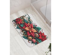 Коврик для ванной комнаты и туалета противоскользящий JoyArty "Шары в цветах" 52x77 см, серия Новый год и Рождество bath_sd3911