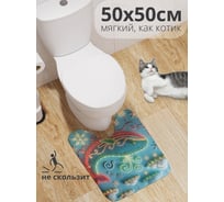 Коврик для туалета с вырезом противоскользящий JoyArty "Красочный кит" 50x50 см , серия Новый год и Рождество wcbath_sd3890_50x50