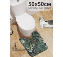 Коврик для туалета с вырезом противоскользящий JoyArty "Клетчатая композиция" 50x50 см , серия Новый год и Рождество wcbath_sd3912_50x50