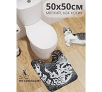 Коврик для туалета с вырезом противоскользящий JoyArty "Ночь страха" 50x50 см , серия Хэллоуин wcbath_sd3931_50x50