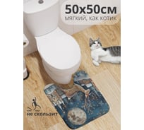 Коврик для туалета с вырезом противоскользящий JoyArty "Олень под луной" 50x50 см , серия Новый год и Рождество wcbath_sd3987_50x50