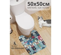 Коврик для туалета с вырезом противоскользящий JoyArty "Строй щелкунчиков" 50x50 см , серия Новый год и Рождество wcbath_sd3930_50x50