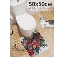 Коврик для туалета с вырезом противоскользящий JoyArty "Шары в цветах" 50x50 см , серия Новый год и Рождество wcbath_sd3911_50x50