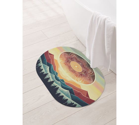 Коврик овальный для ванной и туалета JoyArty "Лотос над горами" 58x38 см, sbm_sd3451_58x38 1