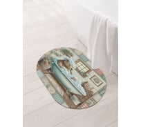 Коврик овальный для ванной и туалета JoyArty "Медведь в ванной" 58x38 см, sbm_sd3550_58x38