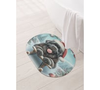 Коврик овальный для ванной и туалета JoyArty "Пес на санках" 58x38 см, sbm_sd3867_58x38