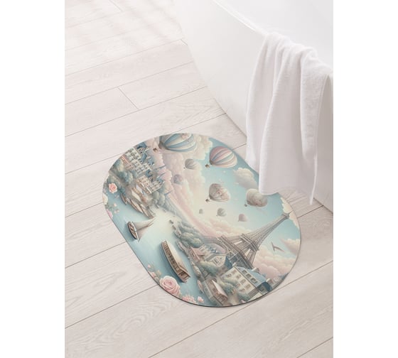 Коврик овальный для ванной и туалета JoyArty "Нежный Париж" 58x38 см, sbm_sd3554_58x38 1