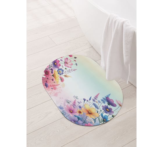 Коврик овальный для ванной и туалета JoyArty "Луговые цветы" 58x38 см, sbm_sd3461_58x38 1