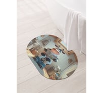 Коврик овальный для ванной и туалета JoyArty "Корова читает" 58x38 см, sbm_sd3473_58x38