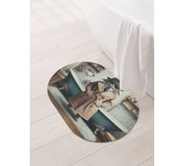 Коврик овальный для ванной и туалета JoyArty "Кот шпион" 58x38 см, sbm_sd3560_58x38