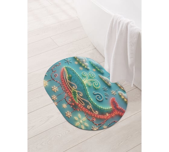 Коврик овальный для ванной и туалета JoyArty "Красочный кит" 58x38 см, sbm_sd3890_58x38 1