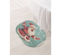 Коврик овальный для ванной и туалета JoyArty "Поющий Дед Мороз" 58x38 см, sbm_sd4001_58x38